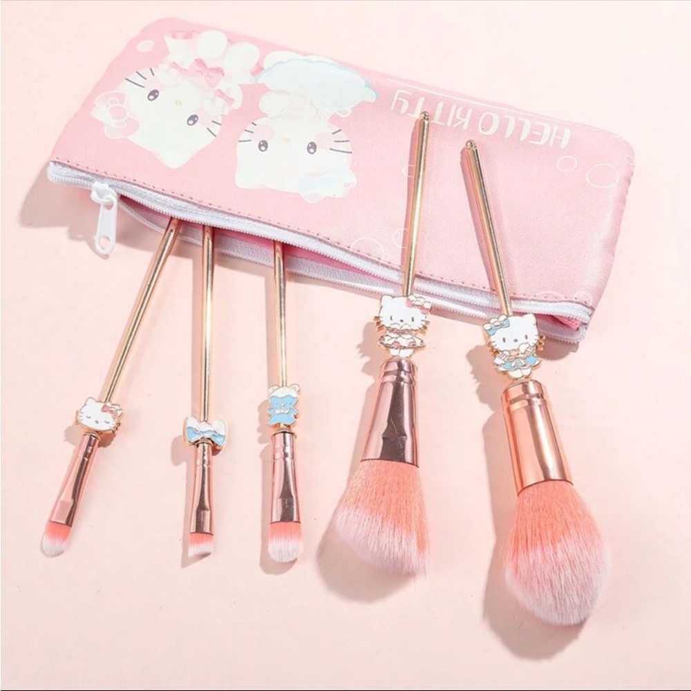 Hello Kitty Makeup Brush Set, Hello Kitty Makeup Brushes, Rose Gold Makeup Brush - Picture 4 of 8